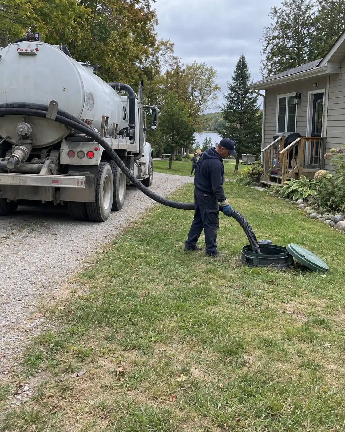Holding tank pumping at a rural property near Guelph